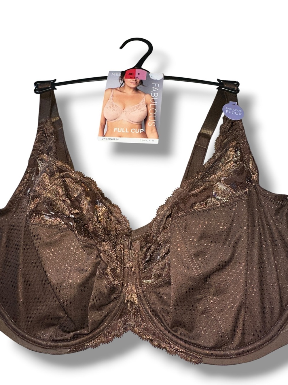 Marks & Spencer 40F FABULOUS Wild Blooms Lace Collection UW Full Cup Bra BROWN